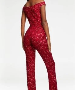 Ashley Lauren - 11175 Off Shoulder Sequin Jumpsuit 26 Ashley Lauren - 11175 Off Shoulder Sequin Jumpsuit
