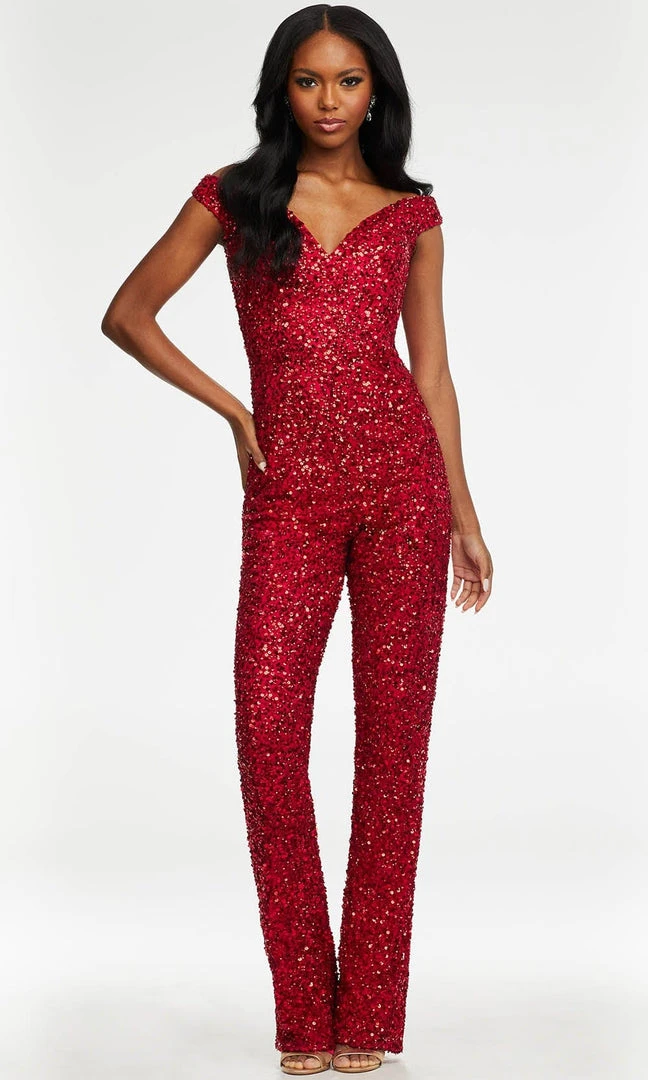 Ashley Lauren - 11175 Off Shoulder Sequin Jumpsuit 12 Ashley Lauren - 11175 Off Shoulder Sequin Jumpsuit