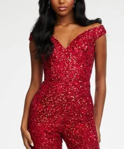Ashley Lauren - 11175 Off Shoulder Sequin Jumpsuit 27 Ashley Lauren - 11175 Off Shoulder Sequin Jumpsuit