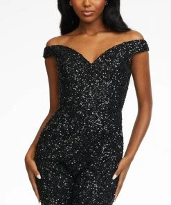 Ashley Lauren - 11175 Off Shoulder Sequin Jumpsuit 21 Ashley Lauren - 11175 Off Shoulder Sequin Jumpsuit