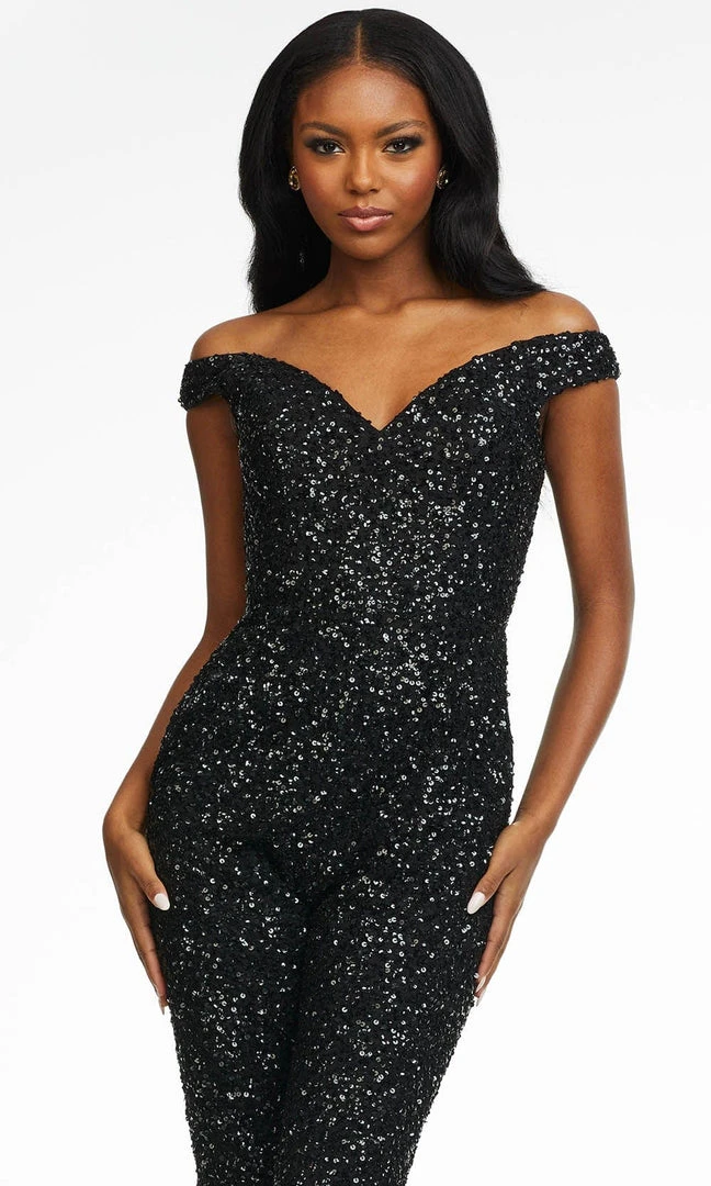 Ashley Lauren - 11175 Off Shoulder Sequin Jumpsuit 8 Ashley Lauren - 11175 Off Shoulder Sequin Jumpsuit