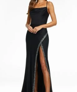 Ashley Lauren - 11184 Bead-Trimmed Slit Gown