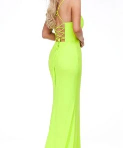 Ashley Lauren - 11184 Bead-Trimmed Slit Gown