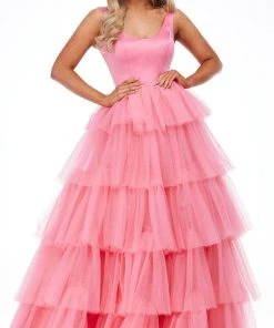 Ashley Lauren - 11187 Sleeveless Tiered Tulle Gown