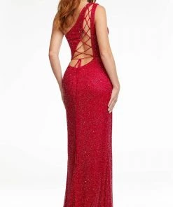 Ashley Lauren - 11189 Sequin Plunging Lace Up Gown