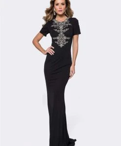 Ashley Lauren - 1187 Short Sleeve Jersey Evening Dress