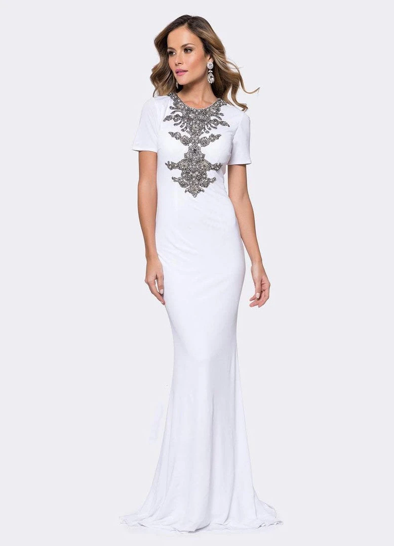 Ashley Lauren - 1187 Short Sleeve Jersey Evening Dress 4 Ashley Lauren - 1187 Short Sleeve Jersey Evening Dress
