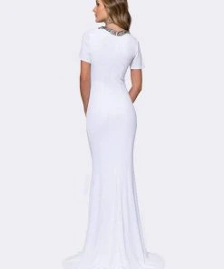 Ashley Lauren - 1187 Short Sleeve Jersey Evening Dress 7 Ashley Lauren - 1187 Short Sleeve Jersey Evening Dress