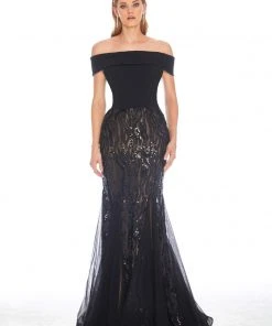Ashley Lauren - 1348 Off-Shoulder Fitted Mermaid Evening Dress