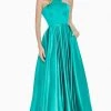 Ashley Lauren - 1385 Halter Satin A-line Dress