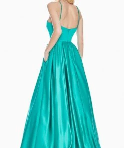Ashley Lauren - 1385 Halter Satin A-line Dress