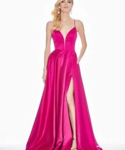 Ashley Lauren - 1390 Lace Up Open Back Satin Evening Dress