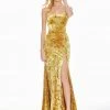 Ashley Lauren - 1400 Sleeveless Scoop Neck Crushed Velvet Long Dress
