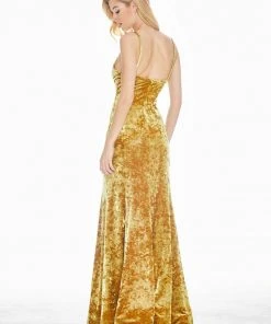 Ashley Lauren - 1400 Sleeveless Scoop Neck Crushed Velvet Long Dress