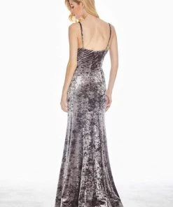 Ashley Lauren - 1400 Sleeveless Scoop Neck Crushed Velvet Long Dress