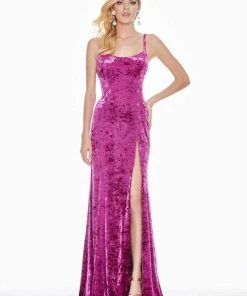 Ashley Lauren - 1400 Sleeveless Scoop Neck Crushed Velvet Long Dress