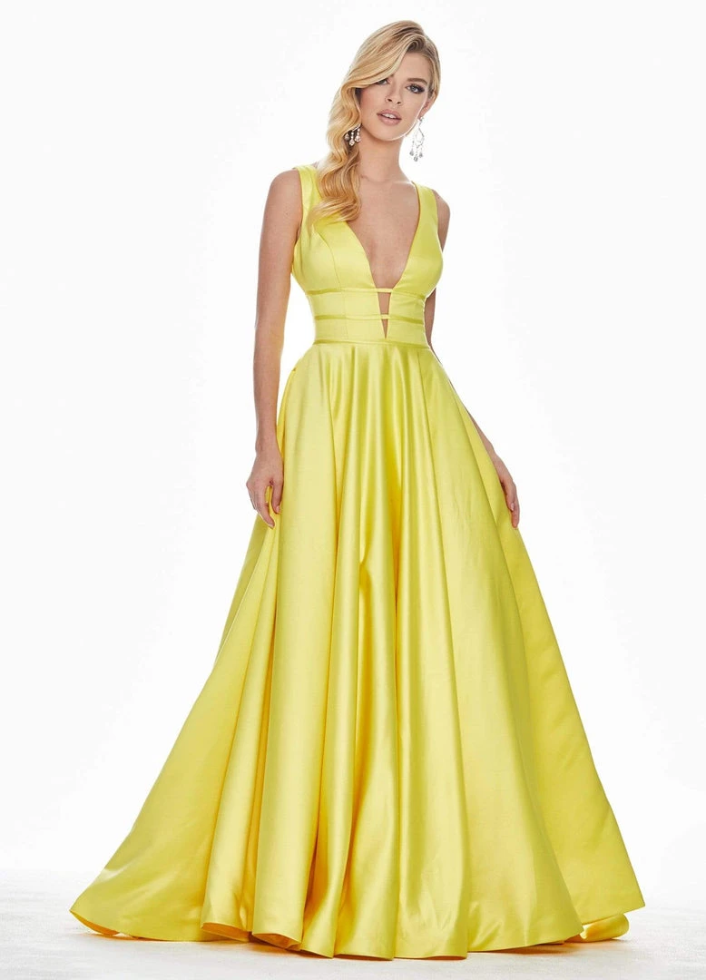 Ashley Lauren - 1409 Plunging V-Neck Satin A-Line Gown 8 Ashley Lauren - 1409 Plunging V-Neck Satin A-Line Gown