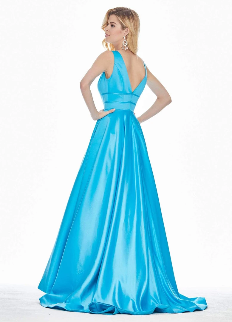 Ashley Lauren - 1409 Plunging V-Neck Satin A-Line Gown 7 Ashley Lauren - 1409 Plunging V-Neck Satin A-Line Gown