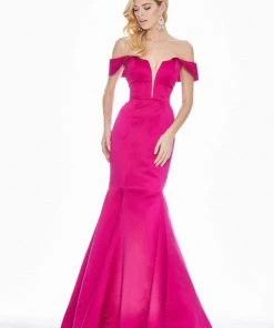 Ashley Lauren - 1410 Draped Plunging Off Shoulder Mermaid Gown