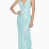 Ashley Lauren - 1421 Floral Plunging V-Neck Evening Gown
