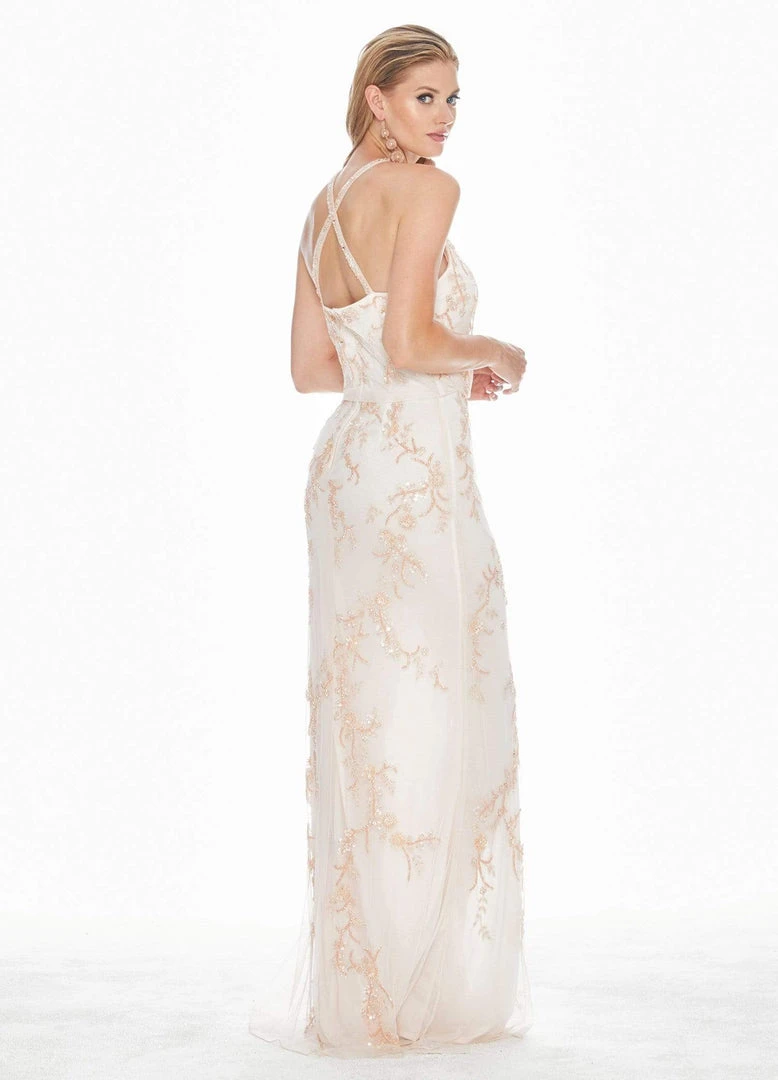 Ashley Lauren - 1427 Sequined Blouson Bodice High Slit Gown 6 Ashley Lauren - 1427 Sequined Blouson Bodice High Slit Gown