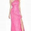 Ashley Lauren - 1428 Beaded One Shoulder Sheath Dress With Train