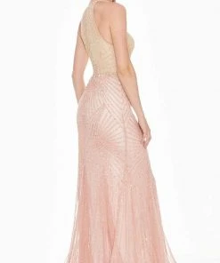 Ashley Lauren - 1436 Beaded High Halter Trumpet Dress