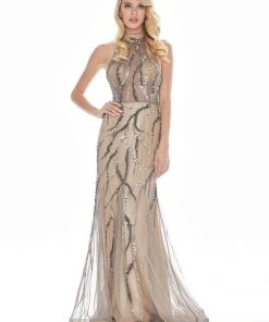 Ashley Lauren - 1437 Sequin Embellished High Halter Dress 9 Ashley Lauren - 1437 Sequin Embellished High Halter Dress