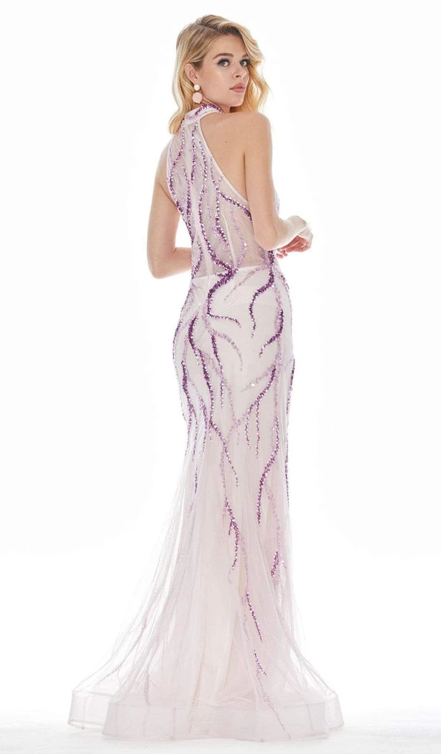 Ashley Lauren - 1437 Sequin Embellished High Halter Dress 4 Ashley Lauren - 1437 Sequin Embellished High Halter Dress