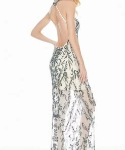 Ashley Lauren - 1441 Beaded Halter Open Back Dress