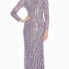 Ashley Lauren - 1453 Sequined Long Sleeve Bateau Sheath Dress
