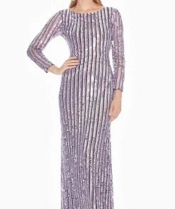 Ashley Lauren - 1453 Sequined Long Sleeve Bateau Sheath Dress