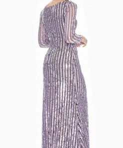 Ashley Lauren - 1453 Sequined Long Sleeve Bateau Sheath Dress