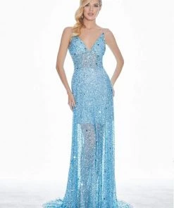 Ashley Lauren - 1459 Sparkly Beads And Sequins Sheer Evening Dress