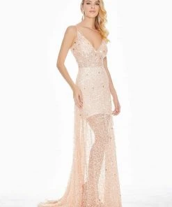 Ashley Lauren - 1459 Sparkly Beads And Sequins Sheer Evening Dress