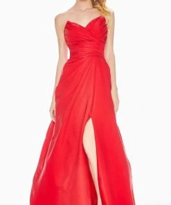 Ashley Lauren - 1470 Pleated Sweetheart A-line Dress With Slit