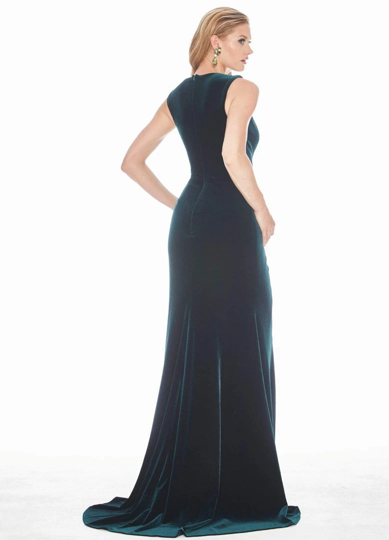 Ashley Lauren - 1494 Faux Wrap High Slit Velvet Gown 6 Ashley Lauren - 1494 Faux Wrap High Slit Velvet Gown