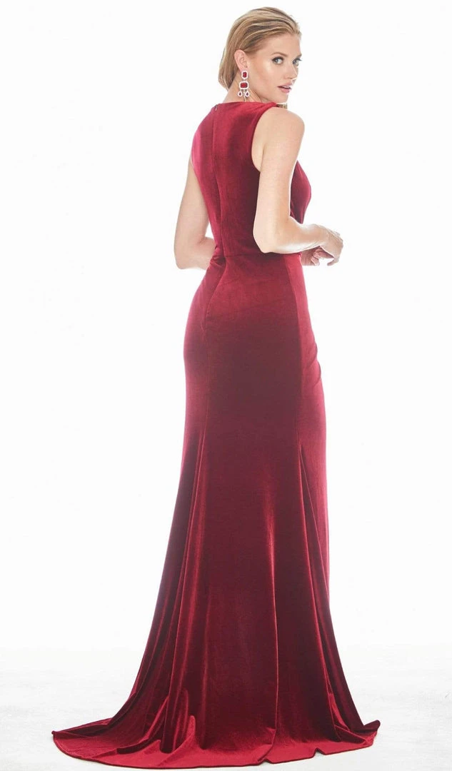 Ashley Lauren - 1494 Faux Wrap High Slit Velvet Gown 4 Ashley Lauren - 1494 Faux Wrap High Slit Velvet Gown