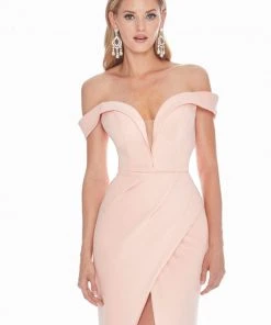 Ashley Lauren - 1497 Off-Shoulder Evening Dress With Slit