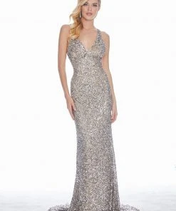 Ashley Lauren - 1561 Sequined Crisscross Strapped Sheath Gown 10 Ashley Lauren - 1561 Sequined Crisscross Strapped Sheath Gown