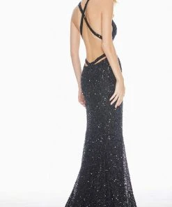 Ashley Lauren - 1561 Sequined Crisscross Strapped Sheath Gown 8 Ashley Lauren - 1561 Sequined Crisscross Strapped Sheath Gown