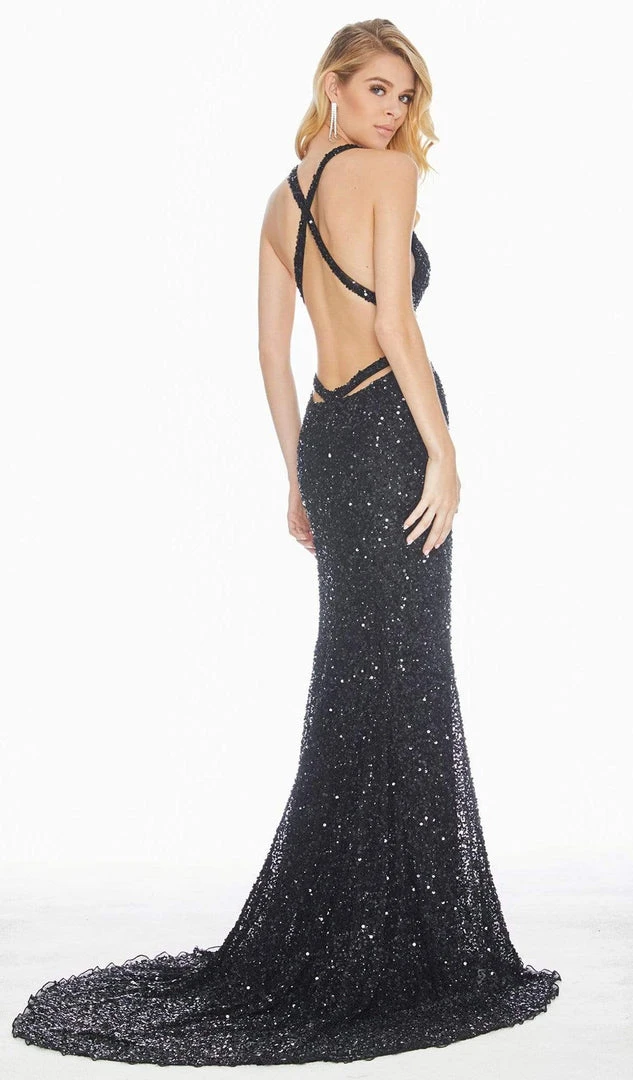 Ashley Lauren - 1561 Sequined Crisscross Strapped Sheath Gown 4 Ashley Lauren - 1561 Sequined Crisscross Strapped Sheath Gown