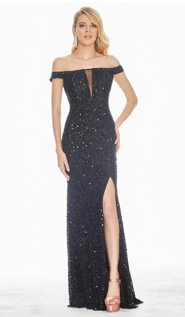 Ashley Lauren - 1562 Beaded Off-Shoulder Gown With Slit 3 Ashley Lauren - 1562 Beaded Off-Shoulder Gown With Slit