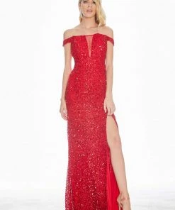 Ashley Lauren - 1562 Beaded Off-Shoulder Gown With Slit 8 Ashley Lauren - 1562 Beaded Off-Shoulder Gown With Slit