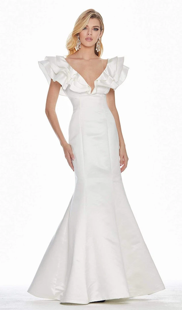 Ashley Lauren - 1566 Ruffled Cap Sleeve Plunging V-Neck Gown 3 Ashley Lauren - 1566 Ruffled Cap Sleeve Plunging V-Neck Gown