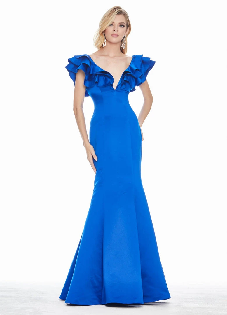 Ashley Lauren - 1566 Ruffled Cap Sleeve Plunging V-Neck Gown 6 Ashley Lauren - 1566 Ruffled Cap Sleeve Plunging V-Neck Gown