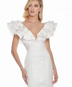Ashley Lauren - 1566 Ruffled Cap Sleeve Plunging V-Neck Gown 11 Ashley Lauren - 1566 Ruffled Cap Sleeve Plunging V-Neck Gown