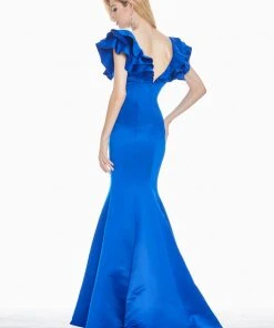 Ashley Lauren - 1566 Ruffled Cap Sleeve Plunging V-Neck Gown 13 Ashley Lauren - 1566 Ruffled Cap Sleeve Plunging V-Neck Gown
