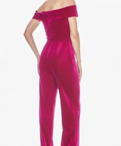 Ashley Lauren - 1571 Velvet Off-Shoulder Jumpsuit