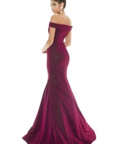 Ashley Lauren - 1606 Off-Shoulder Metallic Scuba Mermaid Dress